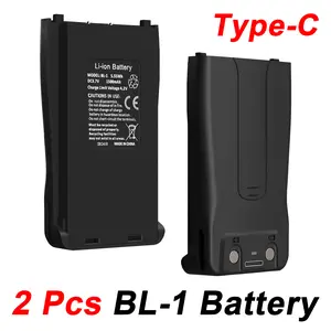 Baofeng Walkie Talkie Battery, Replacement (2-Pack) 3.7V BL-1 1500mAh Li-ion Rechargeable Battery, Type-C Charging, Replacement for Baofeng 666S 777S 888S Radios, Rechagable Li-on Battery for BF-888S Two Way Radios (2 PCS)