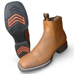 Men's 100% Leather Western Cowboy Boot, Crazy Miel Color, Made in Mexico, Rubber Sole for Stability & Comfort
