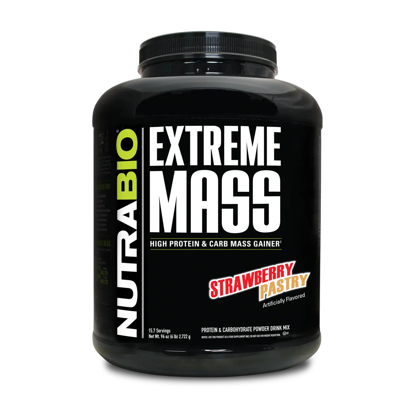 NutraBio Extreme Mass Gainer Protein Powder - 53G Protein Carb Mass Gainer, Clean WPC80 Fitness Supplement for Muscle Growth, Nutritional Support with Full Label Disclosure, Adults, No Artificial Flavors