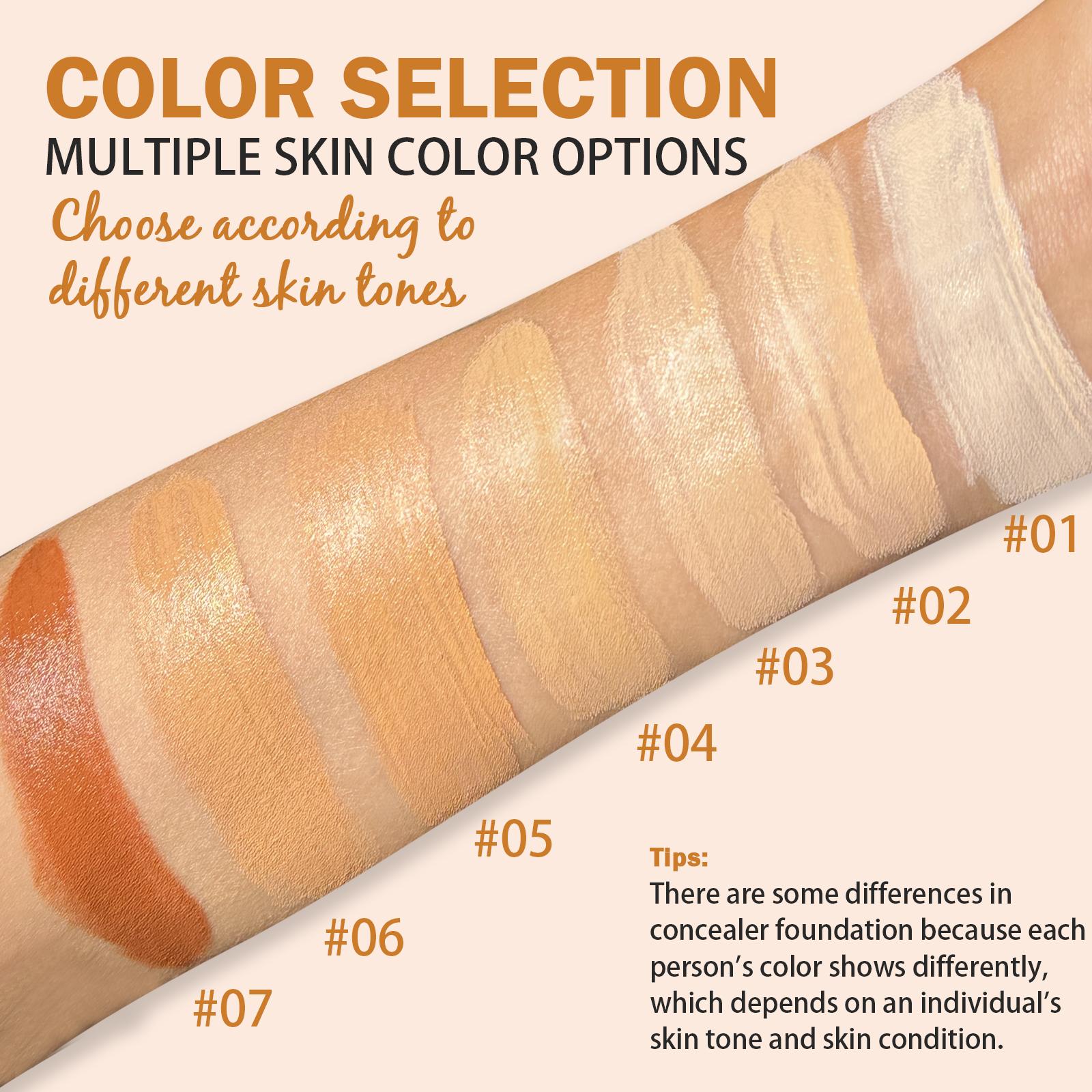 Zaidoc 7-color Dual -Ended Concealer Foundation Stick, 2-in-1 Long-Lasting Foundation and Concealer with Brush, Creamy Full Coverage for Dark Circles & Blemishes, Hydrating Olive & Camellia, 2.09 Oz