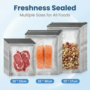 EcoFriendly Reusable Aluminum Foil Sealable Storage Bags 30PCS Multiple Sizes Resealable Vacuum Zipper Pouches for Food Vegetable Fruit Meat Stand Up with Label