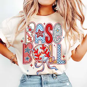 Baseball Coquette Comfort Colors Shirt, Brushstroke Baseball Coquette Shirt, Game Day Tee, Baseball Bow Mom T-shirt