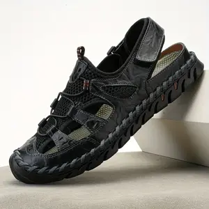 Men's Genuine Sandals- Breathable Retro Summer Casual Shoes with Adjustable Straps, Lightweight and Durable Rubber Soles, Suitable for Beach, Daily Wear, and Outdoor Activities, Beach Shoes, Retro Style Shoes, Handmade Sandals
