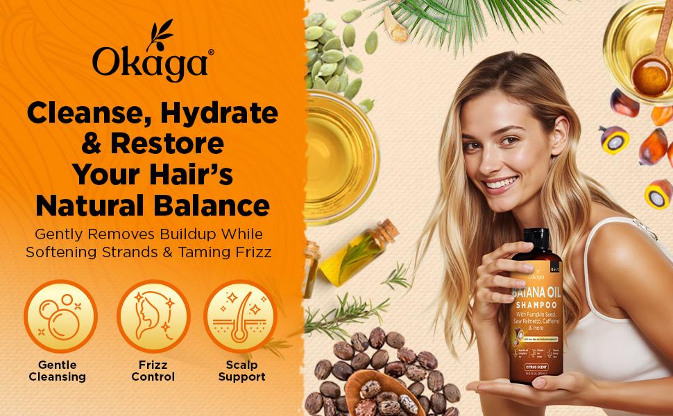 Okaga Batana Oil Shampoo - Support Hair Growth, Strengthening, & Cleansing - 8 in 1 Formula of Natural & Organic Ingredients for Healthy Hair - (300 mL) Okaga Batana Oil Shampoo - Support Hair Growth, Strengthening, & Cleansing - 8 in 1 Formula of Natural & Organic Ingredients for Healthy Hair - (300 mL)