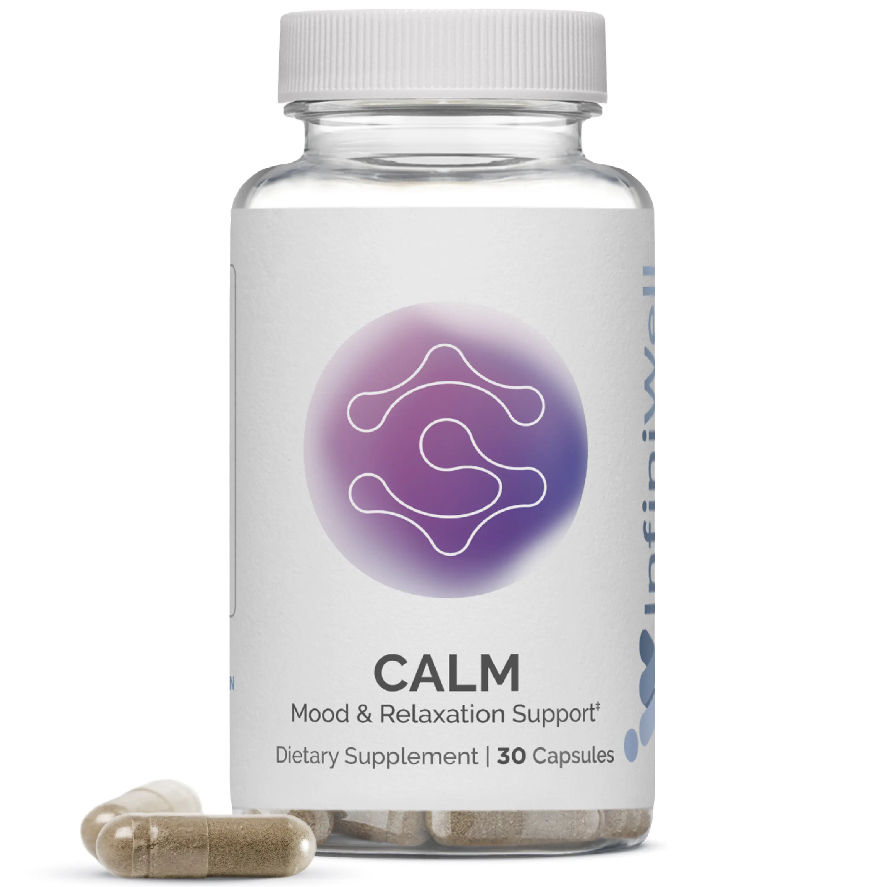InfiniWell Calm Supplement with L-Theanine, Bacopa monnieri & DHH-B, Relaxation, Focus & Mental Clarity Capsules for Men & Women