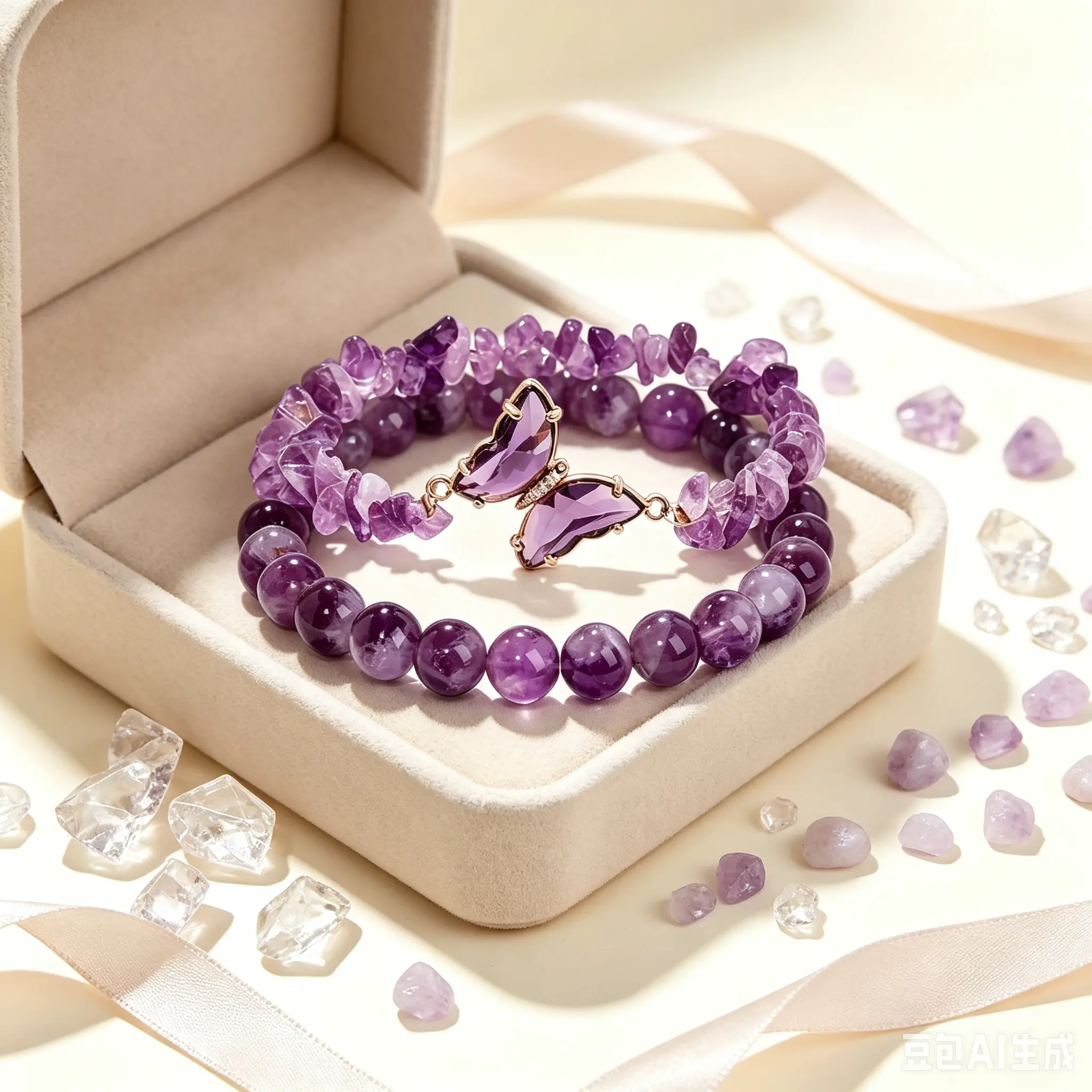 Crystal Chip Bead Bracelet - Amethyst, Citrine, Green Aventurine - Calming Stress Relief, Abundance, Emotional Balance, Good Luck Healing Jewelry for Daily Wear, Meditation, Adjustable Size