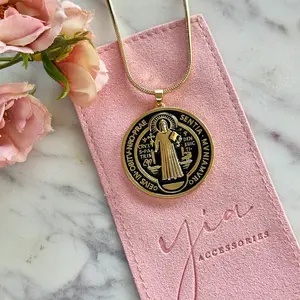 Medalla GF San Benito de Abad Gold Filled Amulet Gold Coin Necklace