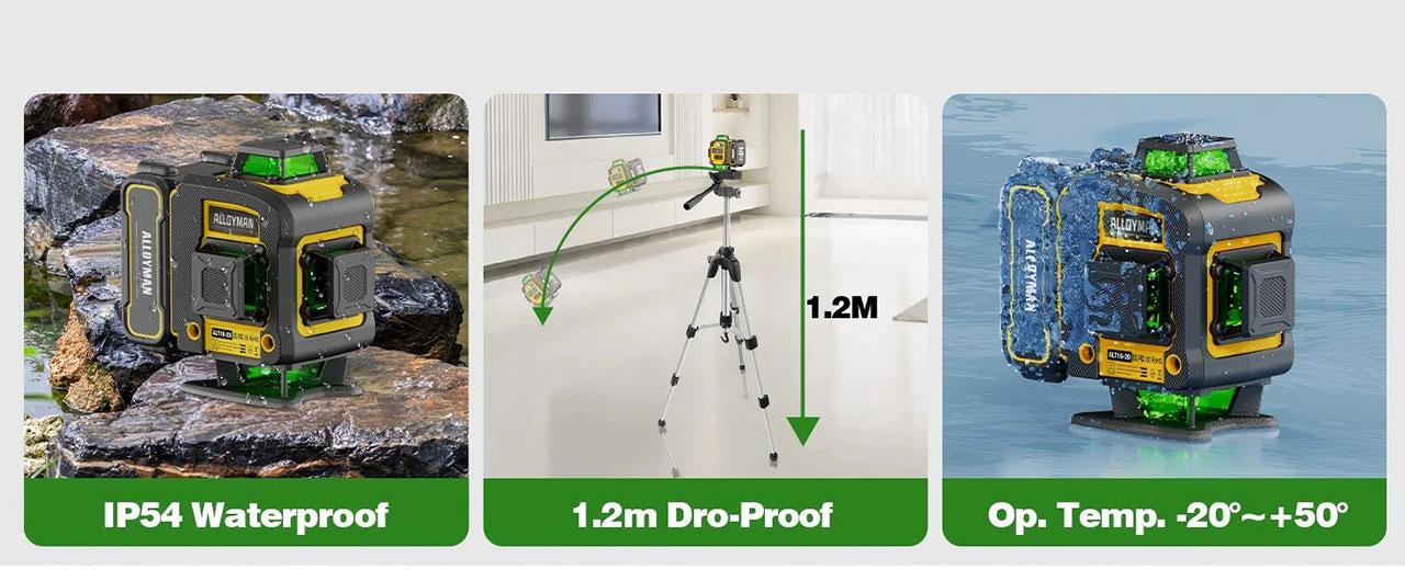 Laser Level 16 Line Self Leveling with Tripod, Alloyman 4D Lazer Level, 4x360° Line Laser for Construction Project Renovation, Floor Tile,   Laser Level Lines Tool, Holiday Gift Ideas for Christmas and New Year Celebrations