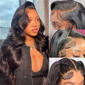 ILYquel Body Wave 13x6 Lace Frontal Wig Natural Black Human Hair 30 Inch Transparent HD Lace Front Wigs For Black Women Pre-Plucked Natural Hairline
