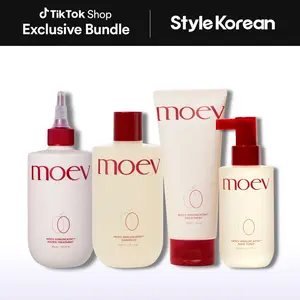 [moev] Shampoo Sandwich 4-Step Bundle for Silky Glass Hair & Frizz Control, Double Treatment Layering set, Luxury Apple Scent, Long-lasting Fragrance (Water Treatment, Shampoo, Treatment, Tonic)