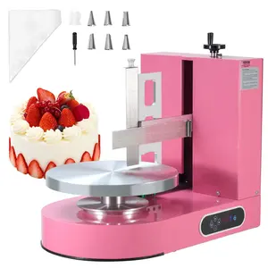 VEVOR Cake Decorating Machine, TikTokShopBlackFriday, Cake Cream Spreading Coating Smearing Machine, Low Noise Cake Frosting Machine, Turntable with Adjustable Scraper, for 6" to 14" Cake, 25-320RPM Rotating Speed, Pink