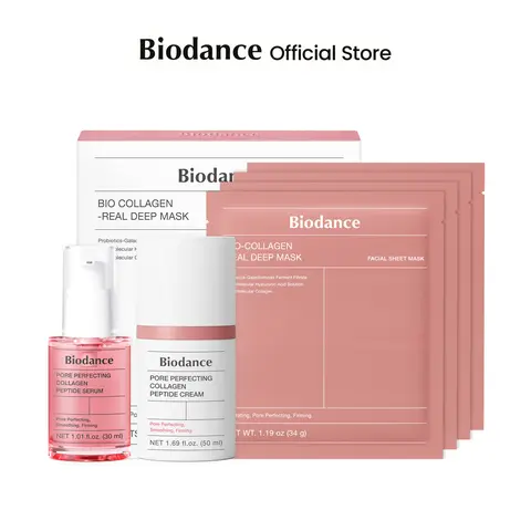 [Biodance Official] 200 Hour Antioxidant Shield Collagen Set | Collagen Mask(4ea)+Collagen Serum+Collagen Cream, 200 hour antioxidant shield, 10 Peptide, Collagen+Galactomyces, Long Lasting Hydration, Immediate Soothing, K-Beauty Skincare
