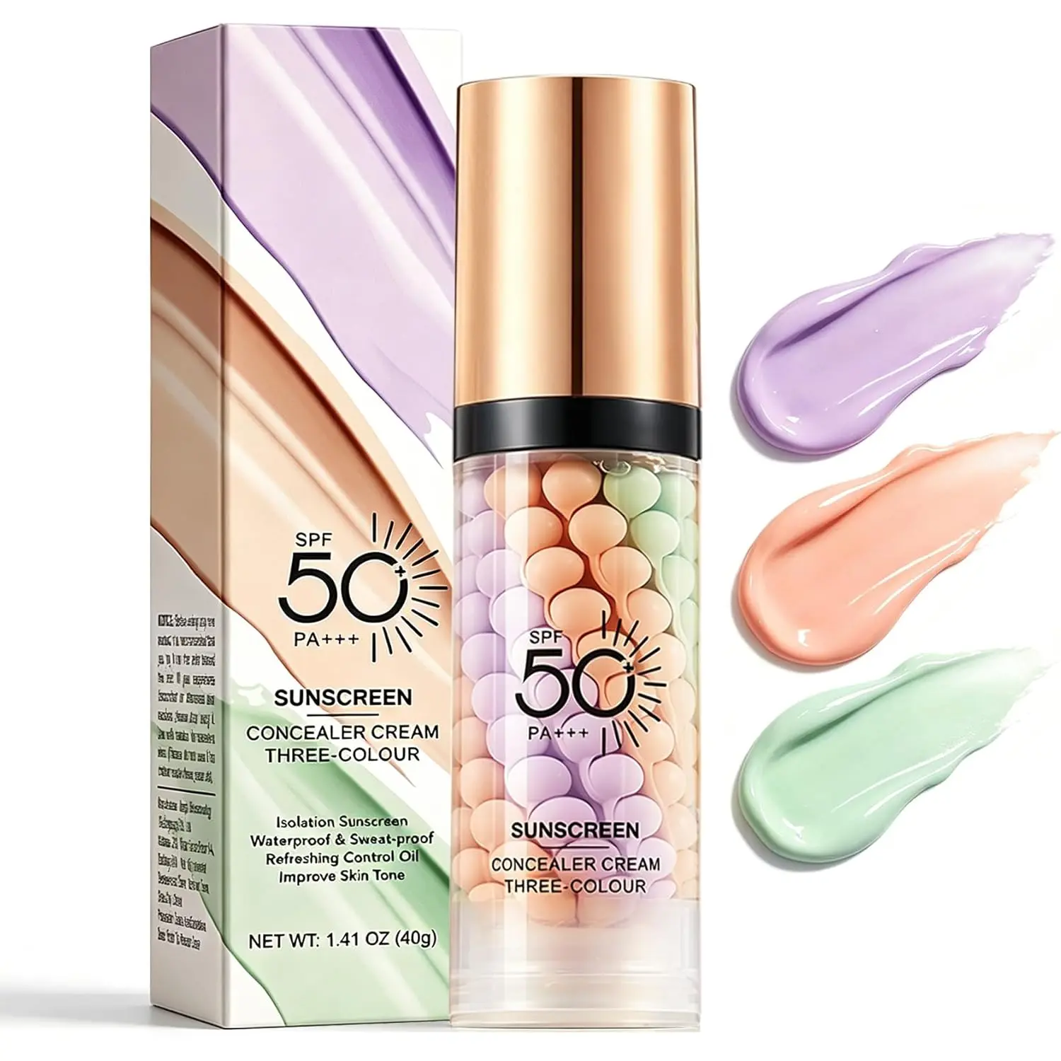 3-in-1 Tinted Face Primer - SPF 50 Sunscreen, Adjustable Tint Concealer & Foundation, Color Correction, Oil Control, Pore Minimizing, Moisturize, Smooth Skin Tone, Hydrate, Flawless Base for All Skin Types (Fights Dryness), Radiant, Tinted Sunscreen sohoc