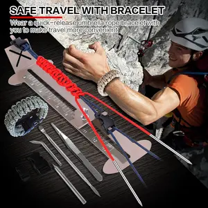 Paracord Bracelets Jig Kit Professional Paracord Jig and Tools DIY Kit with Paracord Needle Set ​and Random Colors Paracords (Khaki)