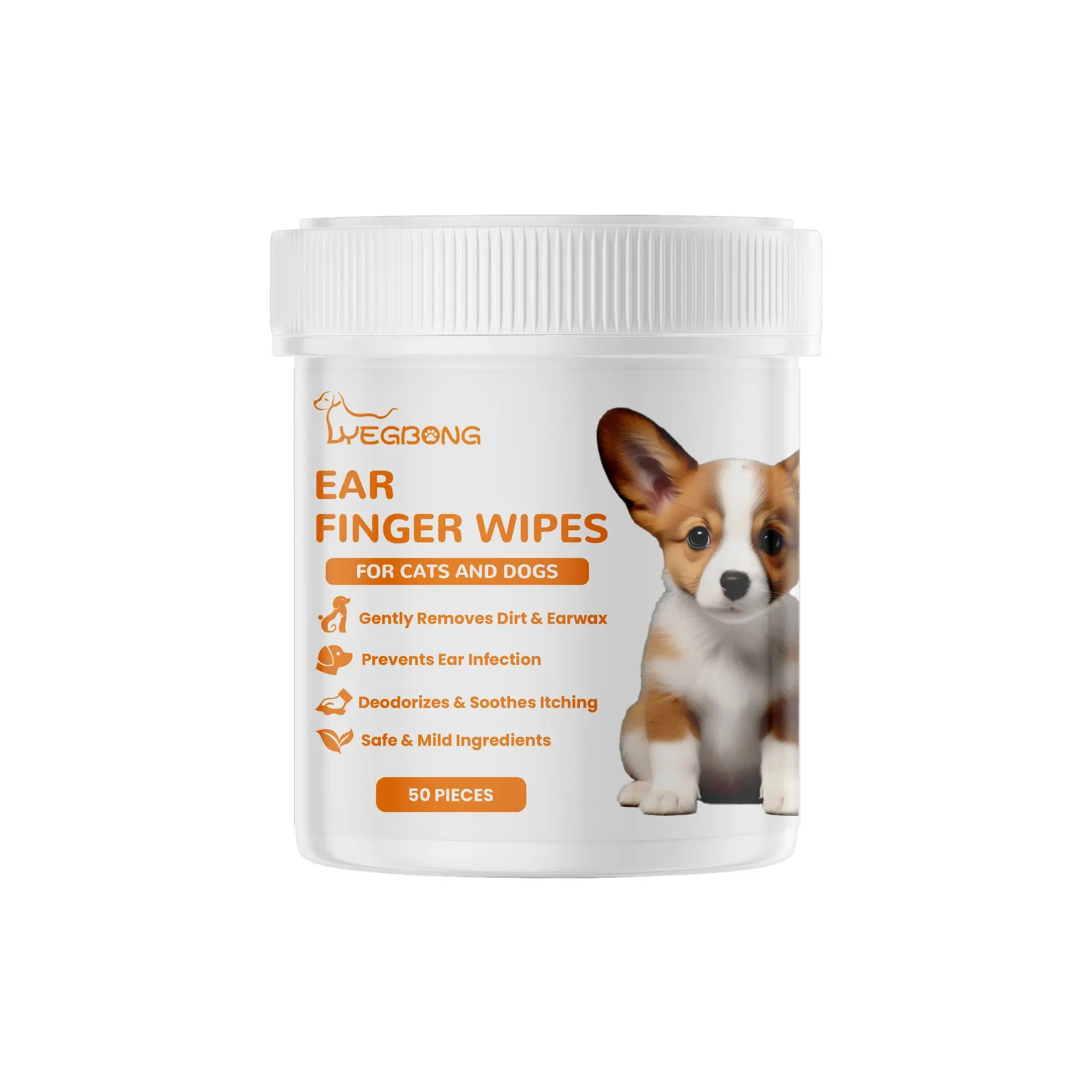 50 Pack Pet Ear Cleaning Wipes, Gentle Material, No Alcohol & Fragrance, Designed for Cat Dog Ears, Effective Dirt Removal, Practical Pet Care