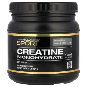 California Gold Nutrition Sport, Pure Creatine Monohydrate, Unflavored, 1 lb (454 g)