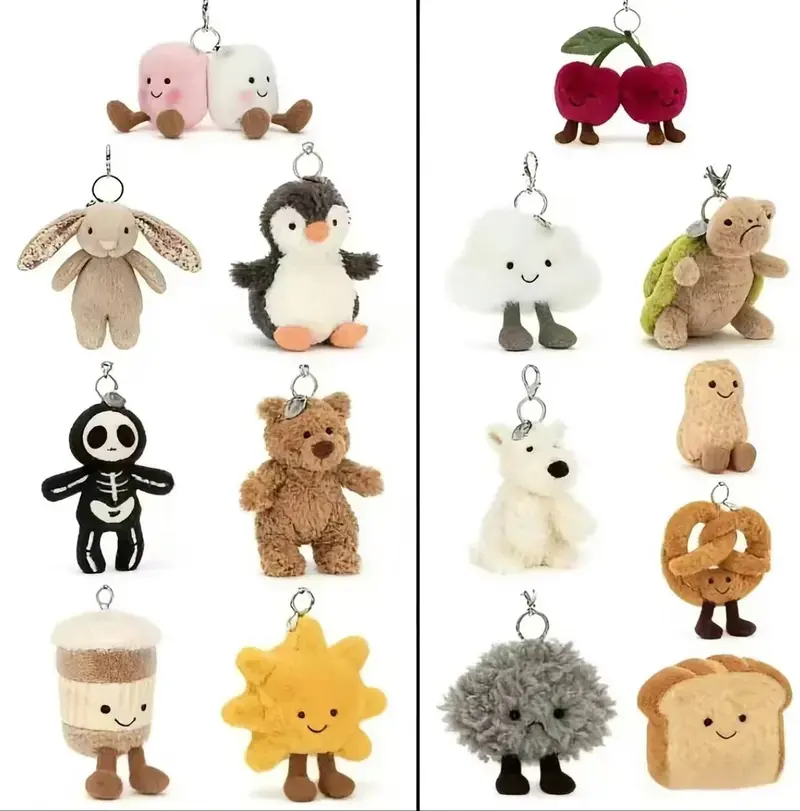 Cute Jellycat Plush Keychain – Soft Stuffed Animal Bag Charm, Kawaii Keyring Accessory for Women, Girls, Kids and Plush Toy Collectors