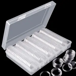 Eeoyu 100 Pieces 25 Mm Coin Capsules Holder with Plastic Storage Organizer Box for Coin Collection Supplies