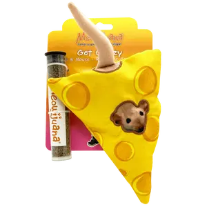 Get Cheezy Cheese & Mouse Refillable Cat Toy - Interactive Plush Cat Toy