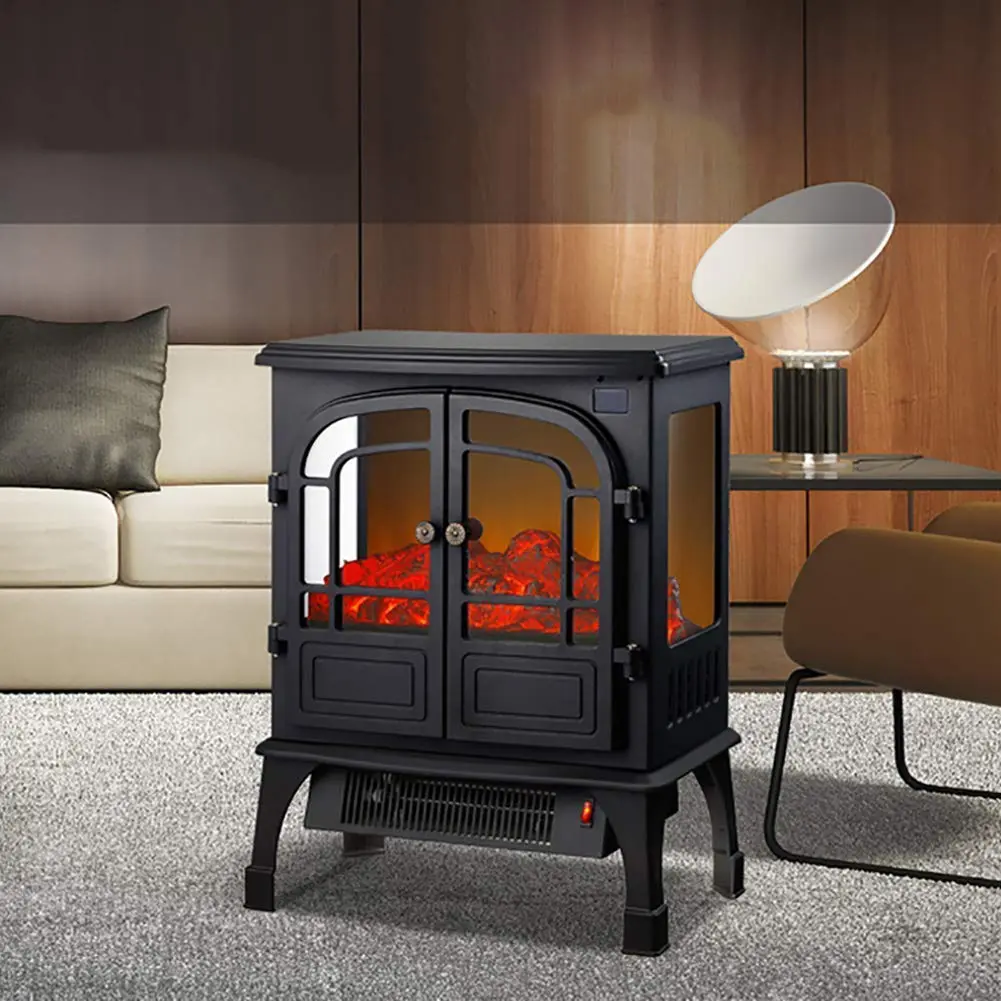 Vintage 26” Electric Fireplace Stove–Freestanding Heater with 3D Flame Effect, Retro Design for Cozy Home Heating & Decor,12-Hour Timer & Energy-Saving,Adjustable Lightness Flames,Effortless Fireplace Stove,Free Control with Remote