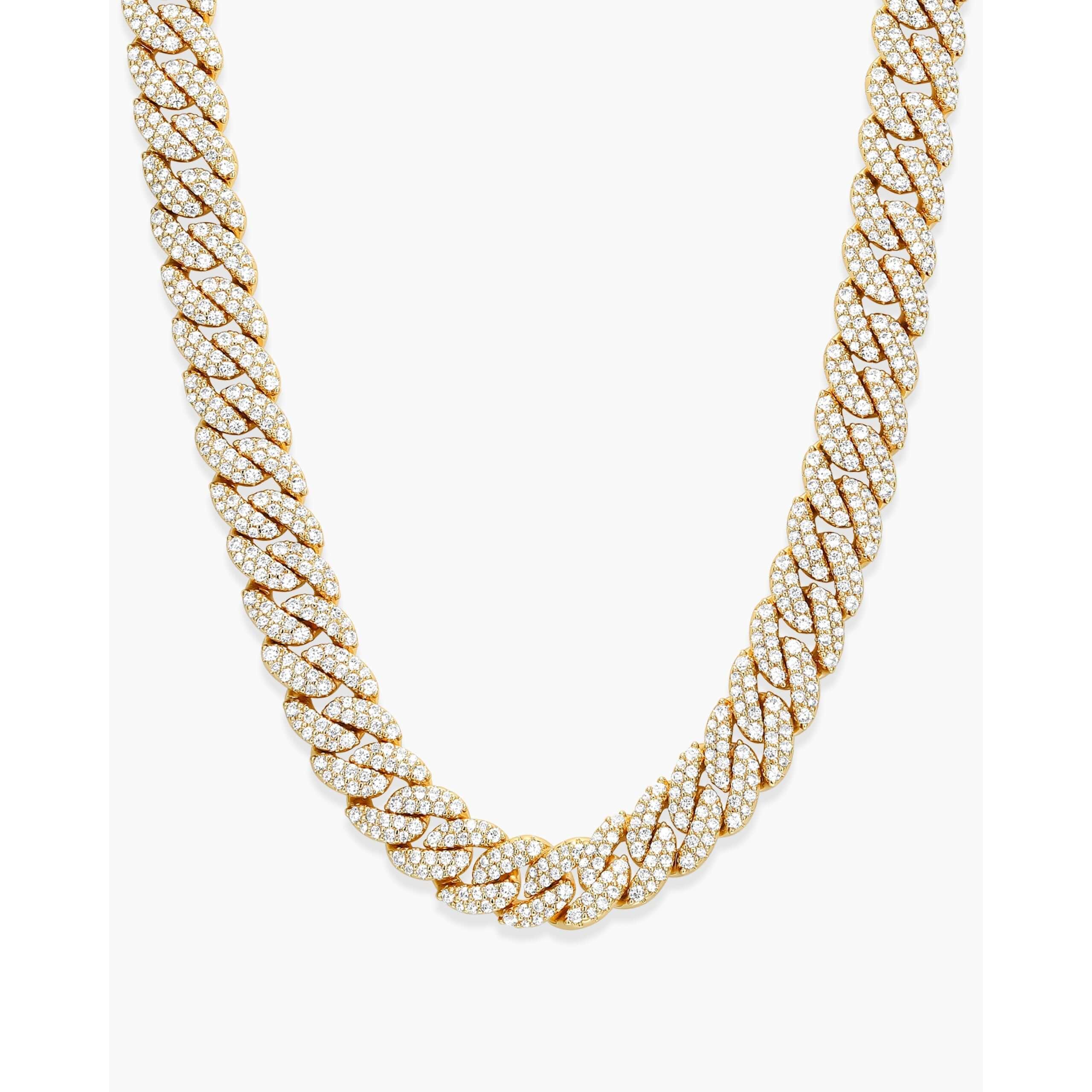 JAXXON Iced Out Cuban Link Chain 10mm - Gold - Diamond Simulants - Box Clasp