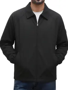 Men’s Casual  , Vintage Solid Color, Lightweight Long-Sleeve Business Outerwear zip men softshell black notch lapel anorak jacket shell essential distressed bomber polyester clothes outdoor coat neuter