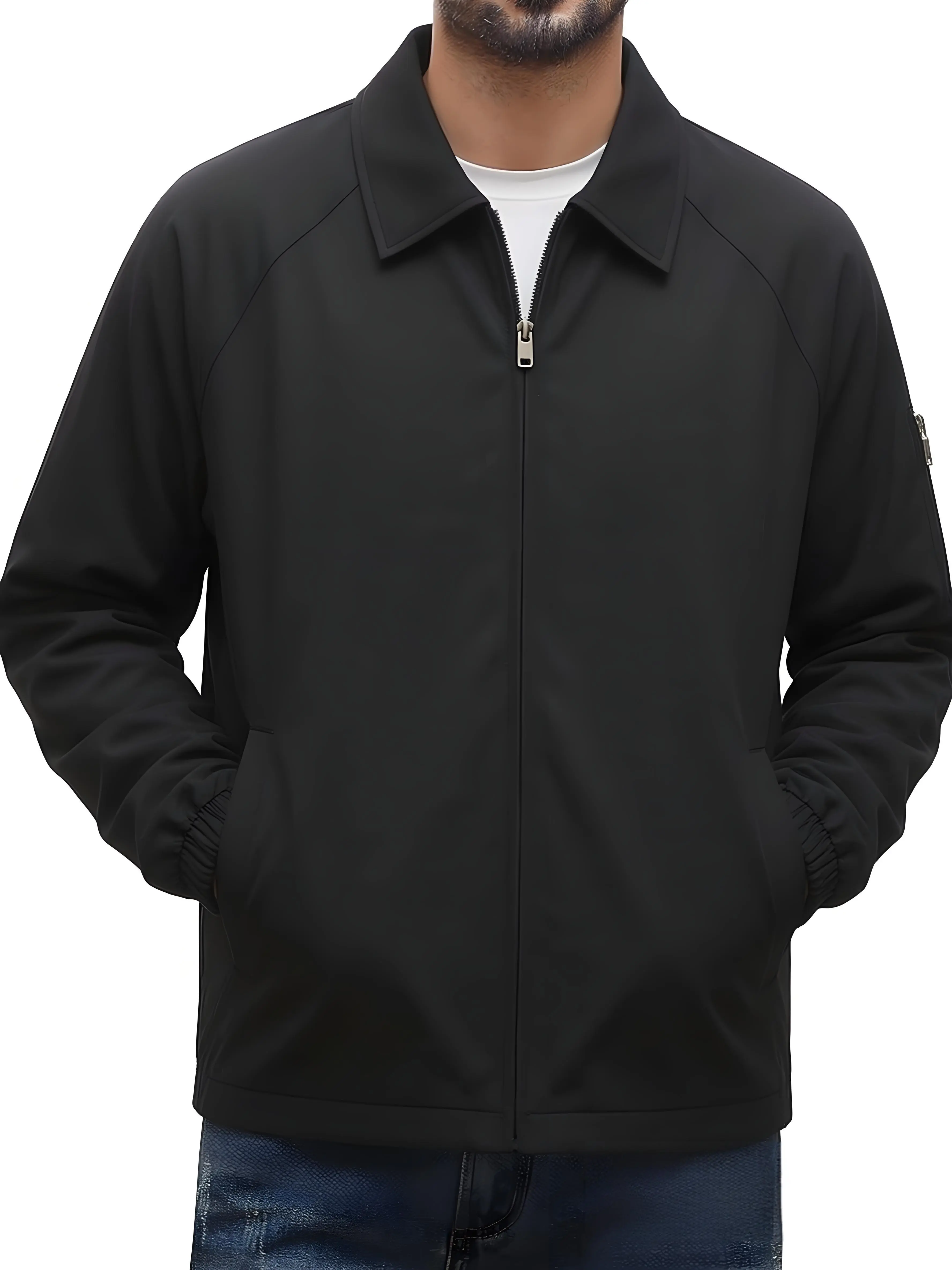 Men’s Casual  , Vintage Solid Color, Lightweight Long-Sleeve Business Outerwear zip men softshell black notch lapel anorak jacket shell essential distressed bomber polyester clothes outdoor coat neuter