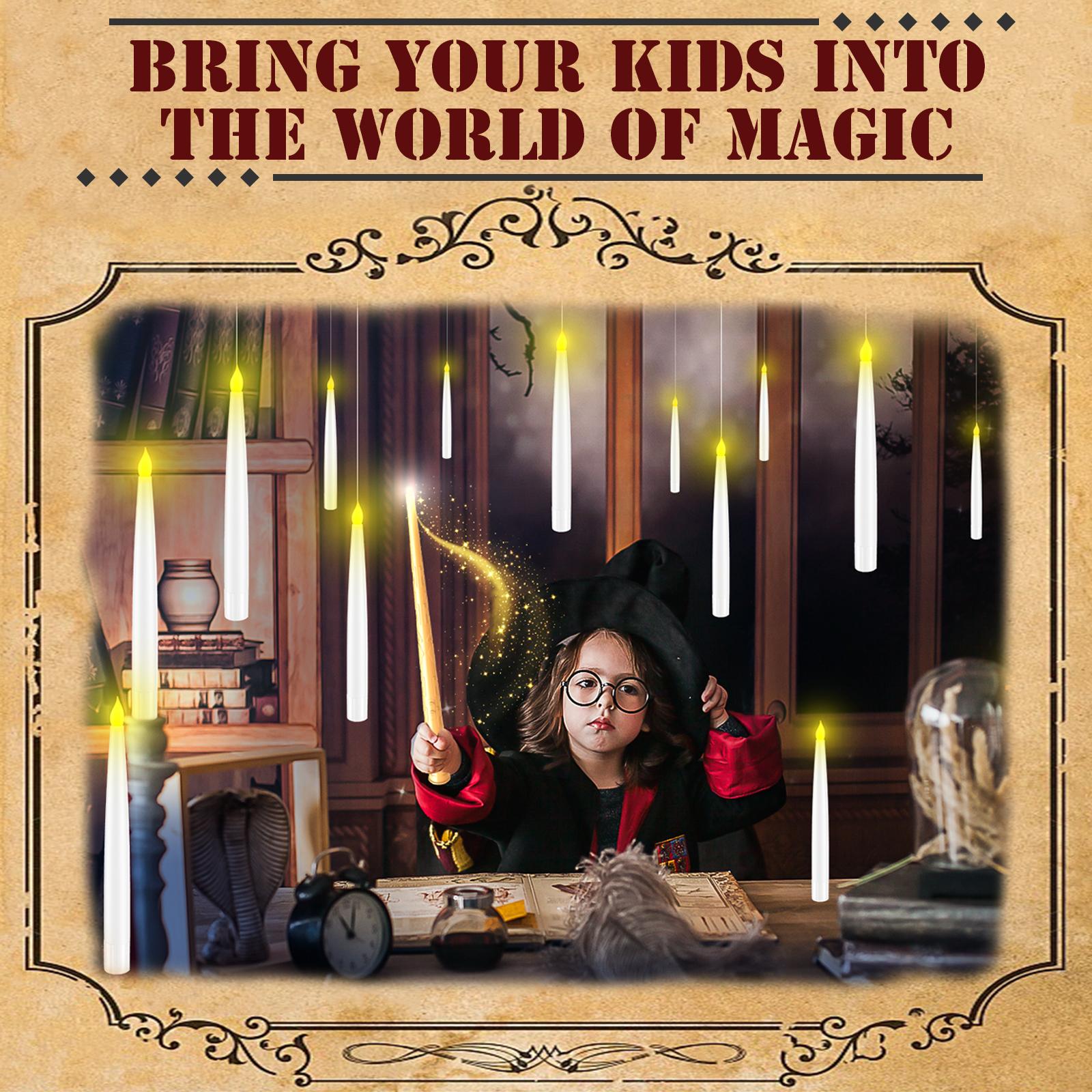 Enchanted Floating Candles with Magic Remote! 12-Pack of 6.6" Battery Operated LED Candles for Spellbinding Window & Hanging Decor. No Flames, All Magic! Enchanted Floating Candles with Magic Remote! 12-Pack of 6.6" Battery Operated LED Candles for Spellbinding Window & Hanging Decor. No Flames, All Magic!
