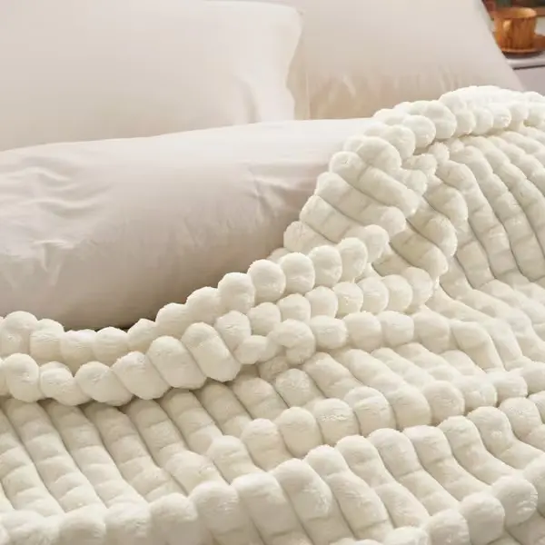 Luxury Faux Rabbit Fur Blanket, 90 x 90 Inch Extra-Large Fluffy Throw, Soft, Warm, Lightweight, Non-Shedding & Non-Pilling for Bed and Sofa, Olive Green