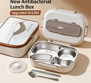 304 stainless steel partitioned insulated lunch box for students and office workers, large capacity, microwave-compatible, perfect for outdoor lunches. Multi-Layer Bento Box with Tableware thermal container lunchable food gear portable