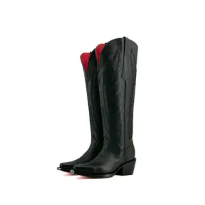Gia Tall Red Bottom Wide Calf Snip Toe Cowgirl Boot