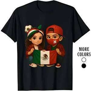 HAGBDH Fashion Designer T-Shirts - Cotton Graphic Tees with Kids Holding Mexico Flag with Soccer Ball Tee,Crewneck,Casual,Ideal for Everyday Wear, Tropical Men's Gifts