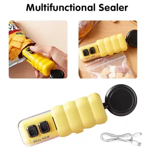 2026 New Upgraded Mini Snack Bag Sealer Machine Rechargeable 3 in 1 with Cutter Keep Food Fresh Plastic Electric Heat Sealer Ideal for Kitchen Storage - Metal