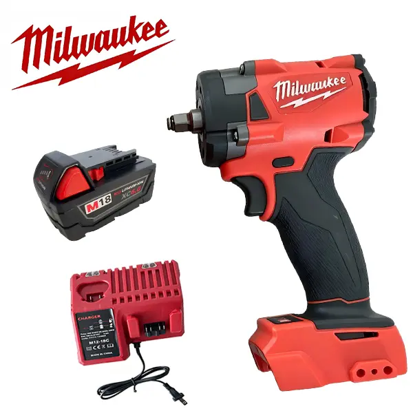 Milwaukee 2854-20 3/8 In Compact Impact Wrench, M18 FUEL Brushless Cordless Power Tool for Tight-Space Repair, Maintenance and Garage Work, With 4-Mode Drive Control, Bolt Removal Mode and Tri-LED Light high torque hand tool industrial
