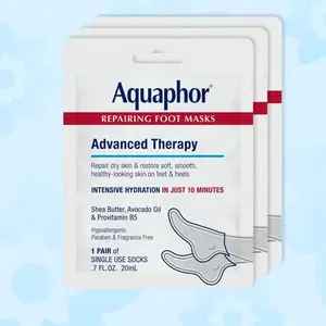 Aquaphor Repairing Foot Masks – Moisturizing Foot Socks with Avocado Oil & Shea Butter (3-Pack)