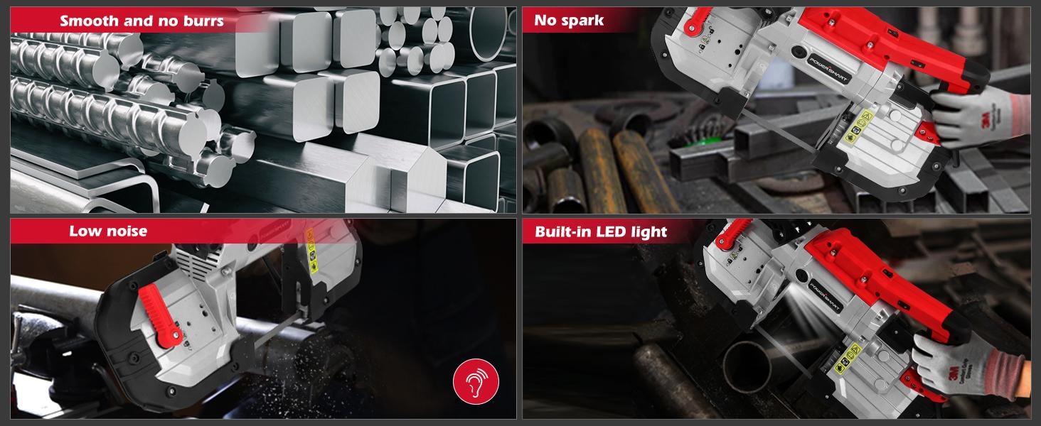 PowerSmart Portable Band Saw with Removable Alloy Steel Base, 10Amp 1100W Motor 5-Inch Deep Cut Bandsaw for Metal(PS3051)