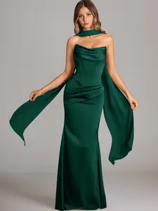 Azazie Sorrel Mermaid Strapless Cowl Corset Convertible Wedding Evening Satin Dress SpringStatements