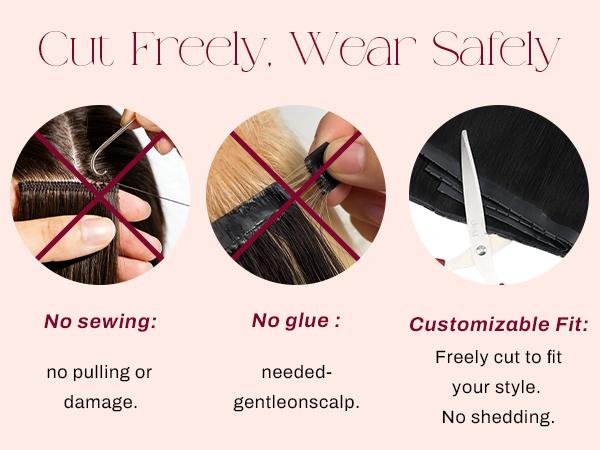 MORESOO Invisible Butterfly Weft Hair Extensions Remy Human Hair 16-24 Inch 80g-100g Double-Sided Comfort Breathable Genius Weft Body Wave Blonde OVO Hair + MORESOO  Invisible Holed Tape for Hair Extensions Glueless Pu Tape Spring Statements