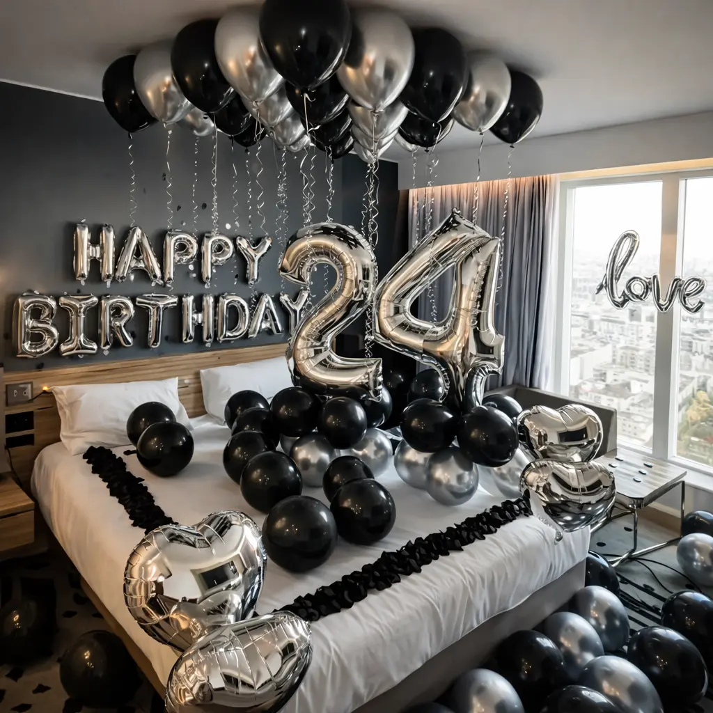 Black & Silver Balloon Garland Kit with 40" Jumbo Number Balloons + Rose Petals | Birthday Party Decorations for Men & Women