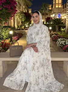 CL69 New Arrival  Women's Floral & butterfly Hijab Cardigan Two Piece Set Bat Sleeve Cropped Cuff Design Cool and Ventilated Holiday Casual Style,Fashionweek