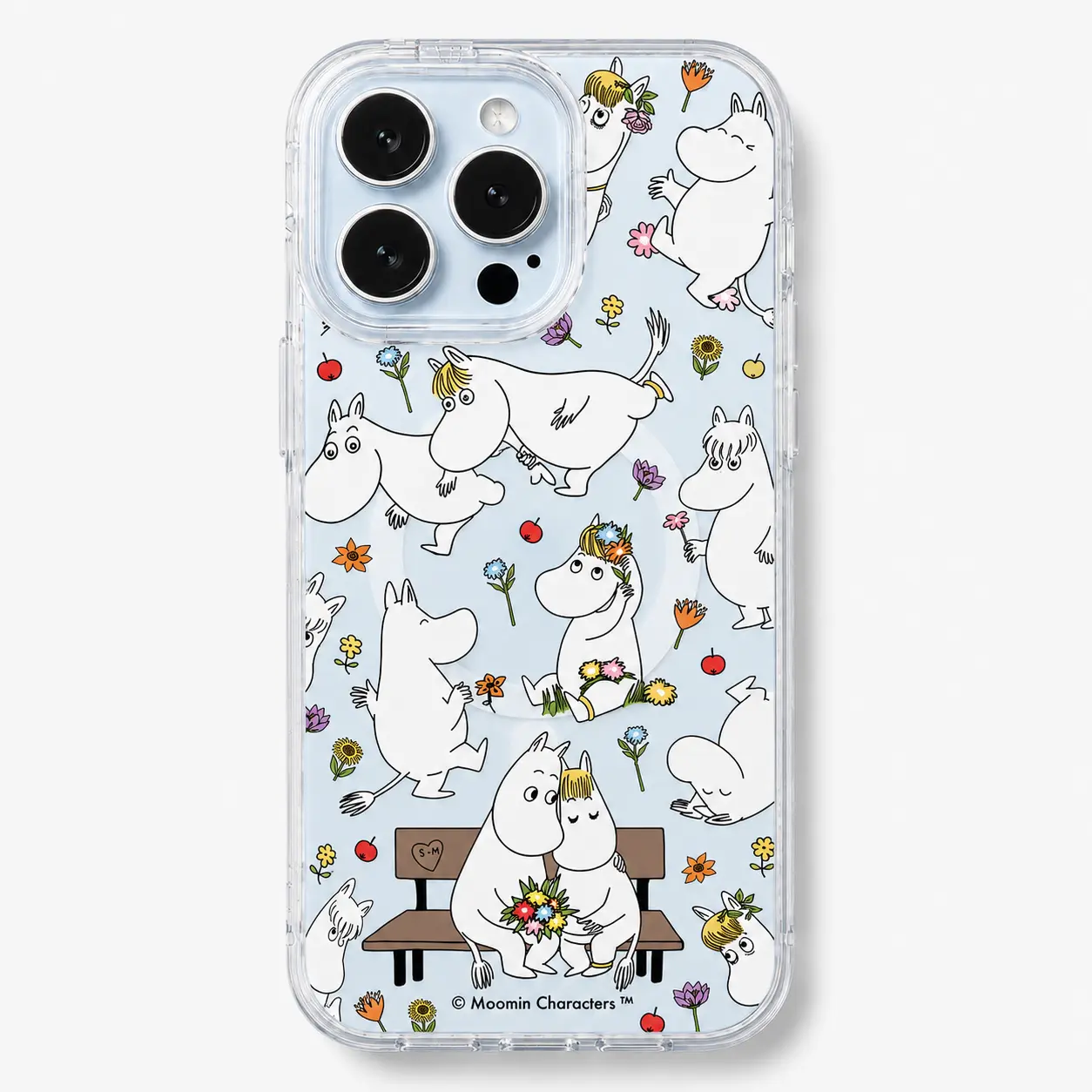 Cute Kawaii Moomin Flower MagSafe Clear Phone Case, Cute Shockproof Protective Cover, Slim Wireless Magnetic Case for iPhone 17 16 15 14 13 12 11 Pro Max, Samsung S26 S25 S24 S23 S22 Ultra