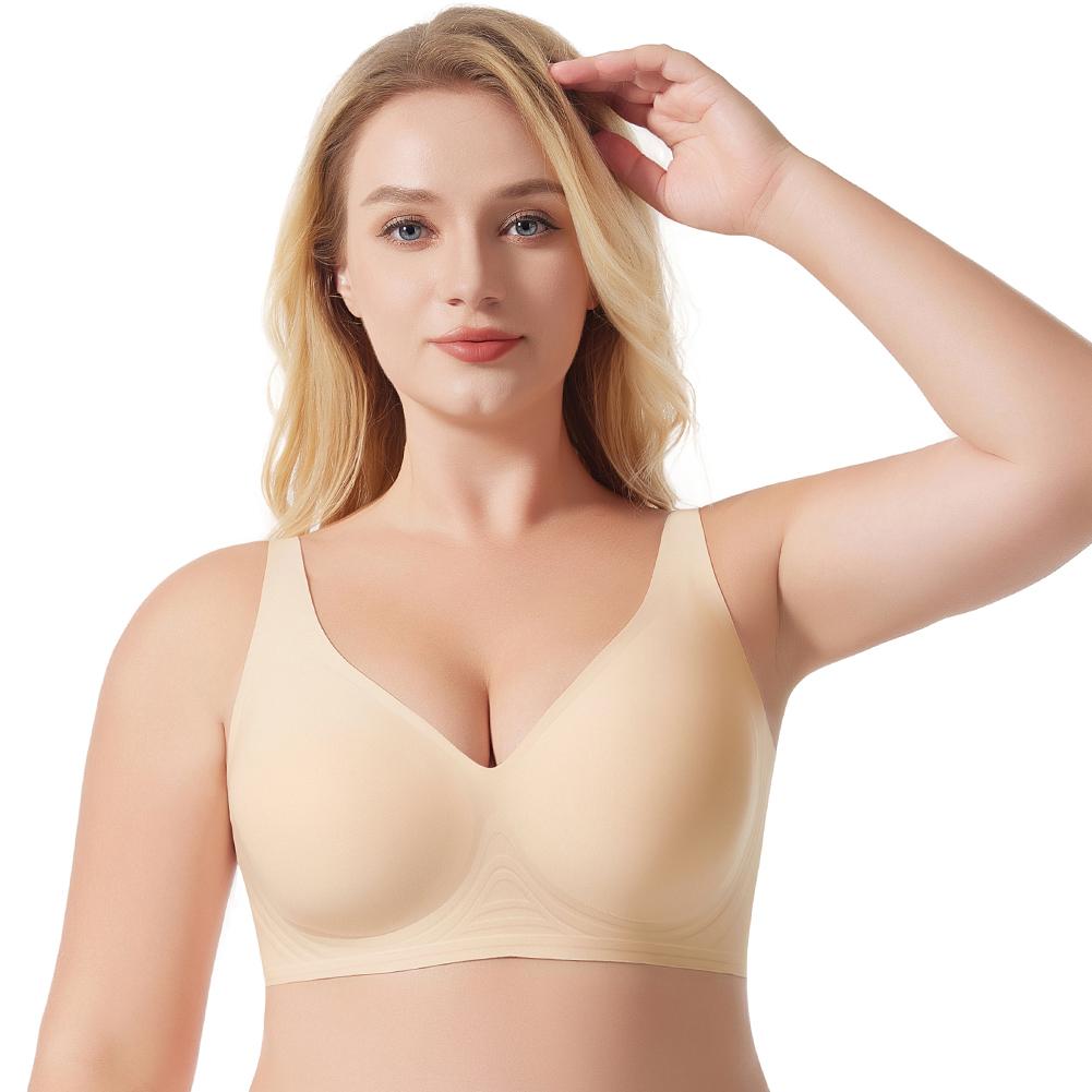 1/2/3/4PCS Women Wireless Seamless Jelly Bras Deep V No Underwire Push Up Bras Wirefree Full Coverage T Shirt Adjustable Bra Nylon Spandex Womenswear S-4XL