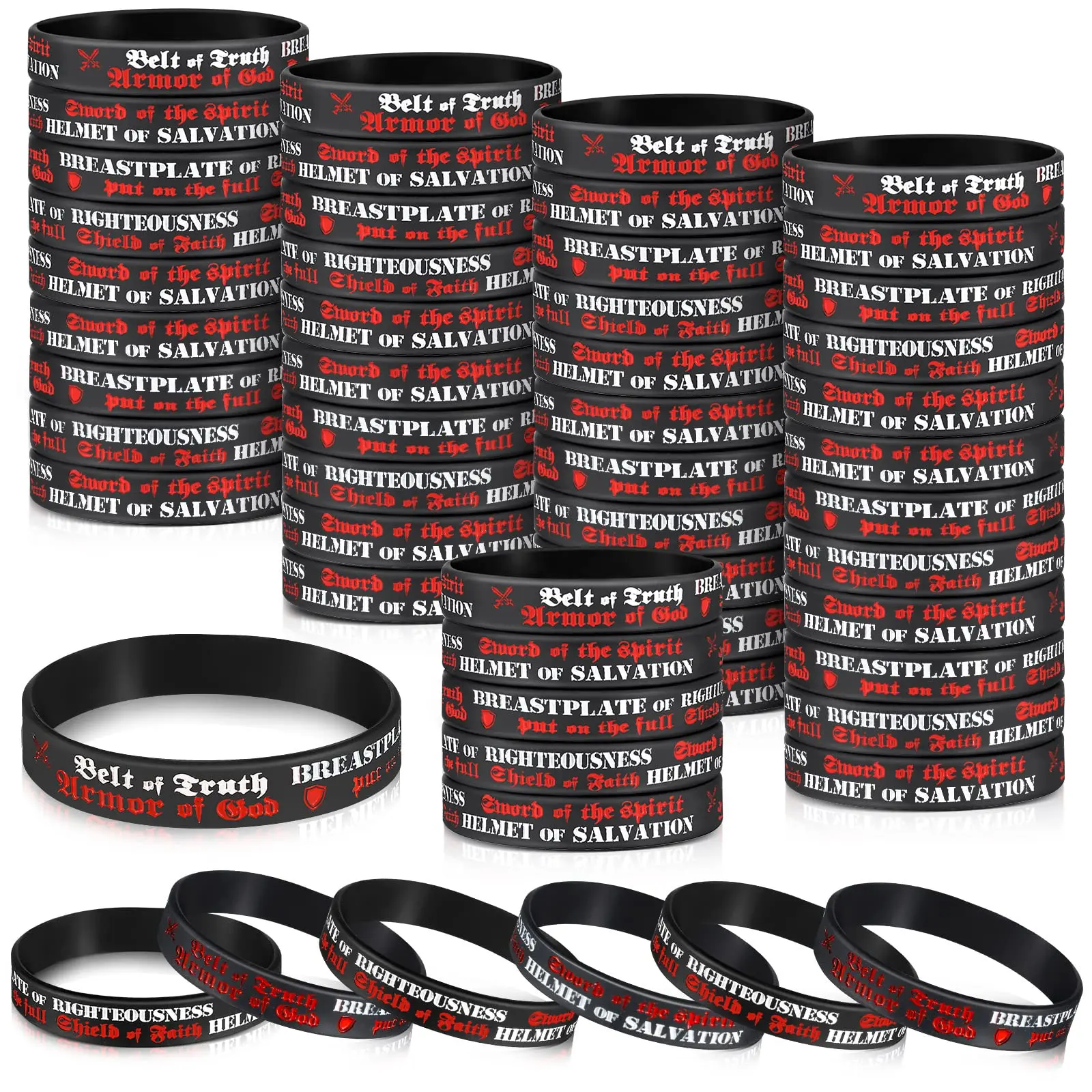 120Pcs Bible Verse Bracelets Christian Gift for Men Women Religious Gift Stretch Silicone Faith Bracelets Motivational Rubber Wristband Gift for Sunday School Classroom Rewards Church Trunk or Treat Giveaway Goodie Bag Stuffers Party Favor