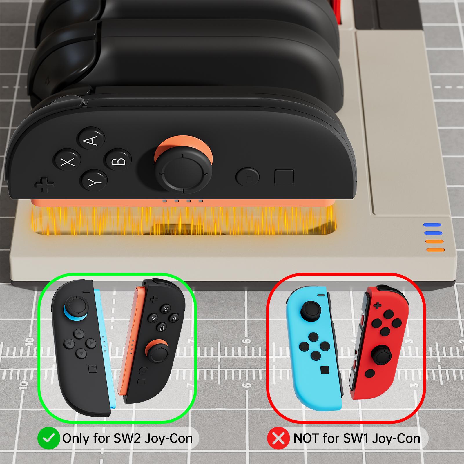 Hosanwell Switch 2 JoyCon Charger Dock, 4-Controller Fast Charging Station with 11 Game Card Storage, Magnetic Retro Charging Stand for Switch 2 JoyCons