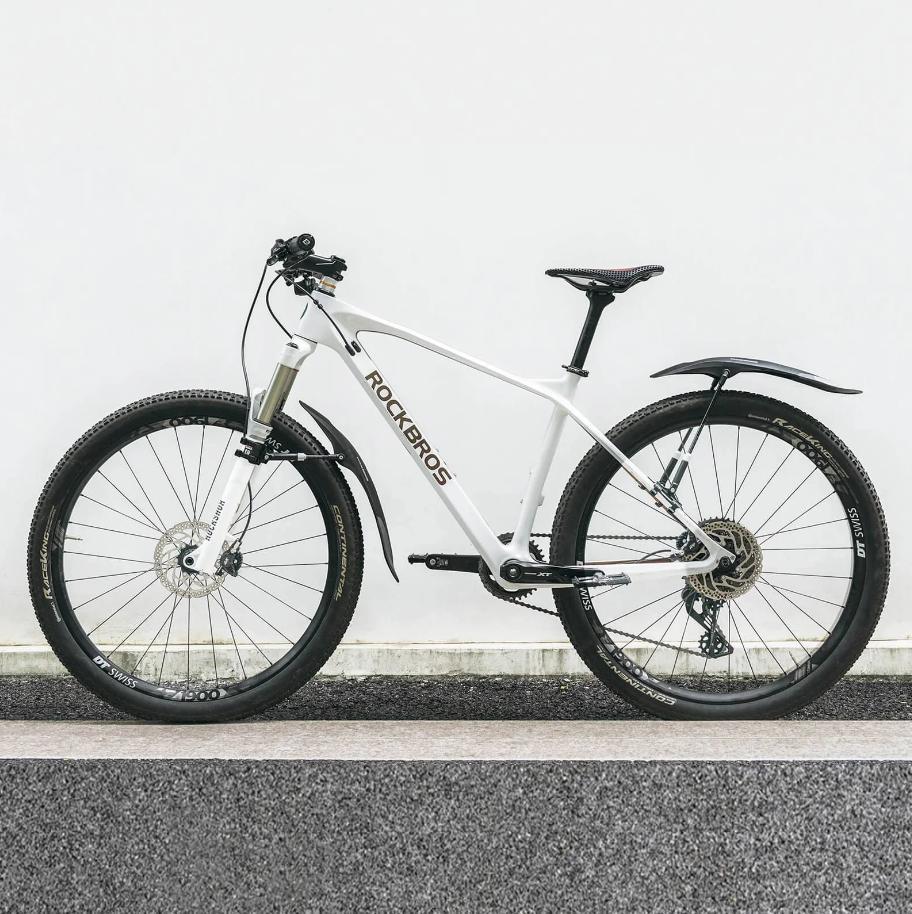 ROCKBROS Bike Mudguard Set Front Rear Flexible Bicycle Fender Adjustable PP Material with PET Rubber for 26-29inch Wheel Bikes Includes Accessories