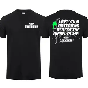 Diesel Pump Ver 2 T-Shirt – Funny “I Bet Your Boyfriend Blocks the Diesel Pump” Graphic with Fuel Nozzle Print, Ford PowerStroke Diesel, Perfect Gift for Truck Lovers, Unisex Casual Tee, Menswear Top