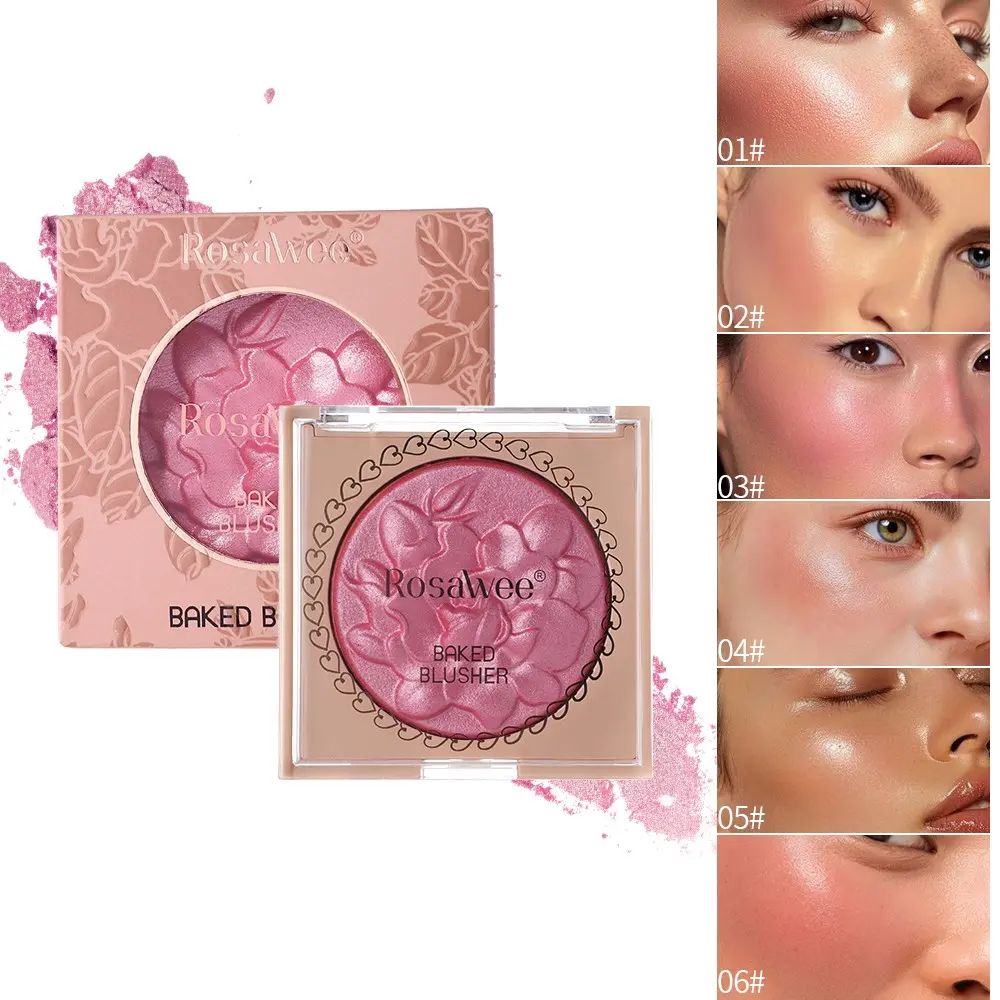 Highlighter Blush Duo, Silky Blendable Face Makeup for All-Day Wear, Glowing Baked Blush Palette for Natural Rosy Complexion, Beauty Cosmetics, Glam, Cosmetics Products