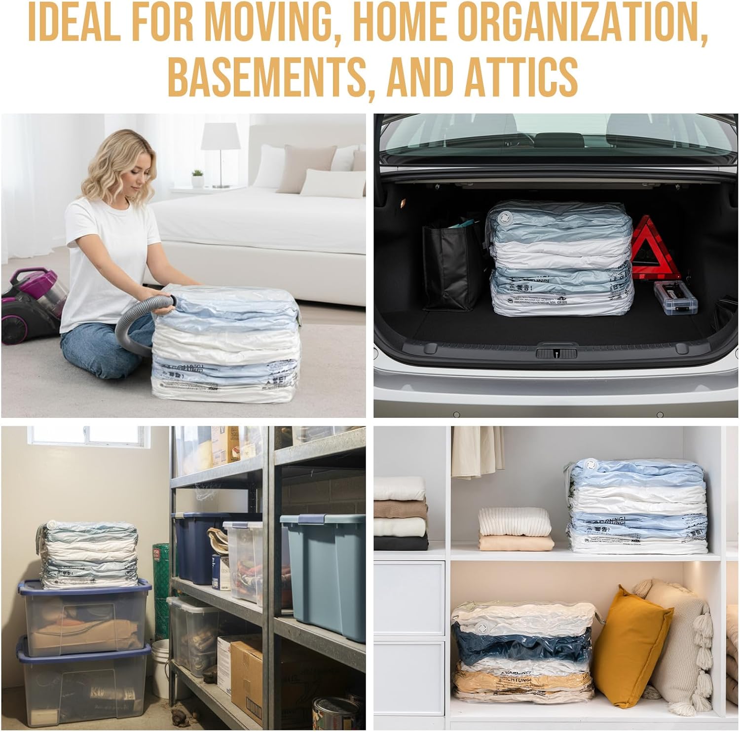 TAILI Extra Large Vacuum Storage Bag 4-6 Pack for Clothes Beddings, Space Saver, Space Saver Bag, Compression Bag , Vacuum Sealer Bag for Comforters Blankets Duvet, Closet Organizer