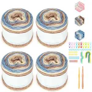 4 Pack Rainbow Cake Yarn Set,Fluffy Crochet Yarn Knitting Yarn for Crocheting Crochet Thread,Ideal Gift for Home Decor & All Kinds of Colorful Crafts,DIY Hand Tools Kits