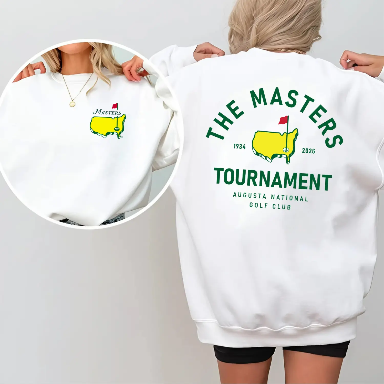 The Masters 2026 Tournament Sweatshirt, Golf Graphic Crewneck Tee, Augusta National Vintage Style, Womenswear Cotton Long Sleeve Streetwear Top